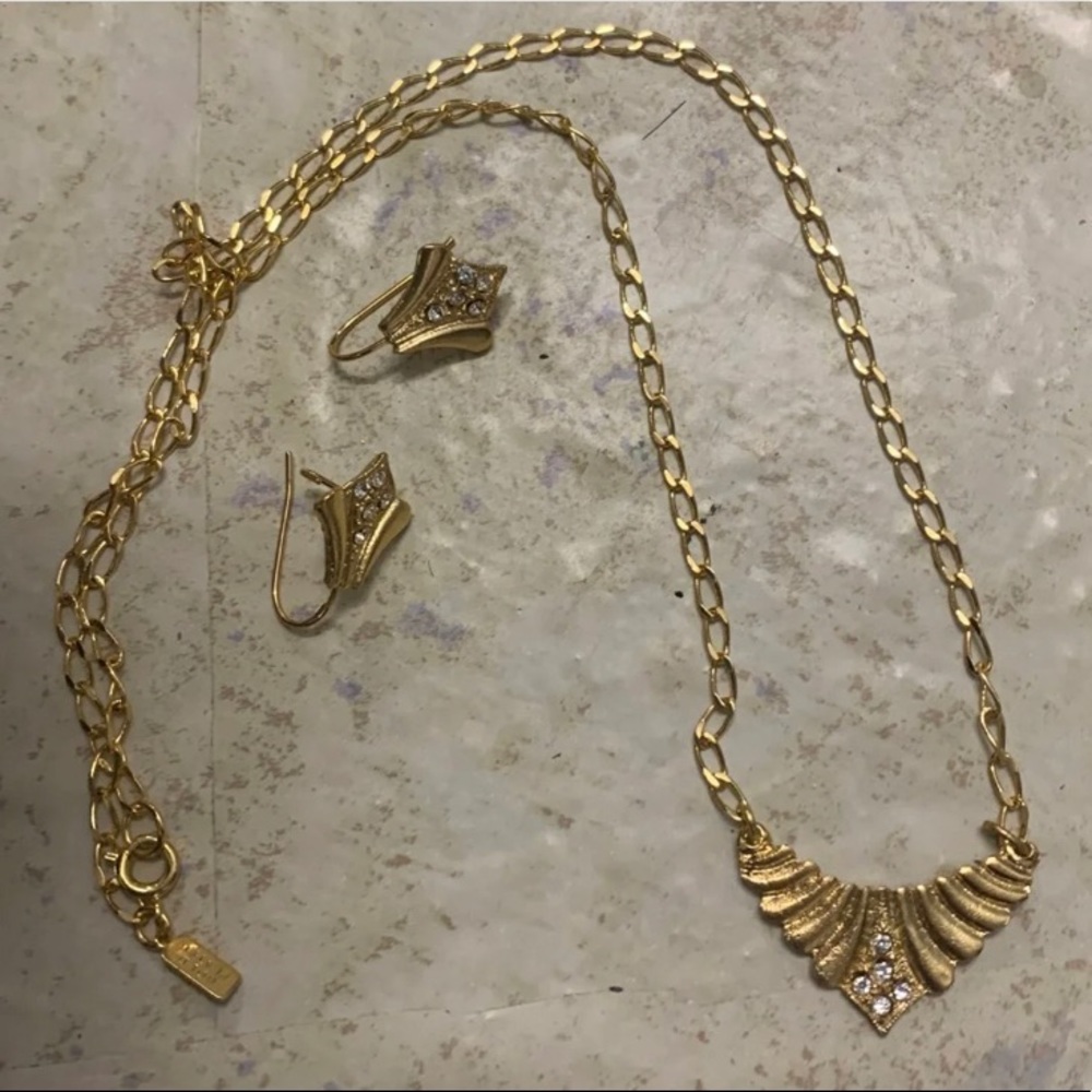 14k gf necklace and earring set